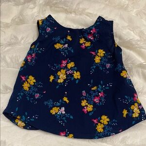 Floral Kids Top - Navy and Yellow